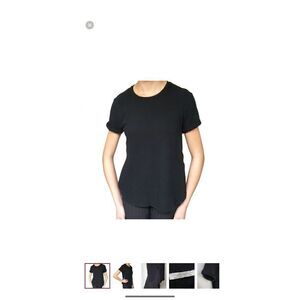 Zara trafaluc black cuffed short sleeve top